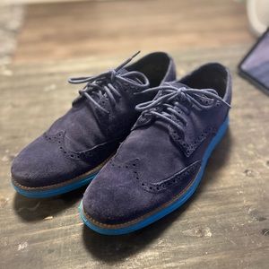 Cole Haan Lunargrand Nike Blue Suede Wingtip Oxford C11096 All Offers Considered
